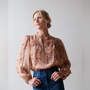 Ulla Johnson Silk Constance Blouse in Cafe 4